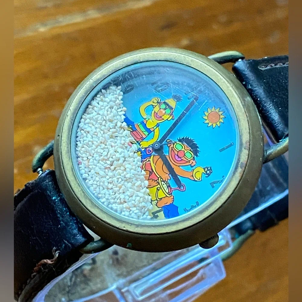 RARE BERT AND ERNIE FOSSIL SESAME STREET BRONZE WATCH